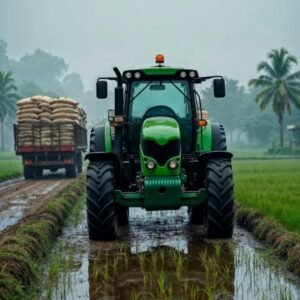 Tractor en campo de cultivo