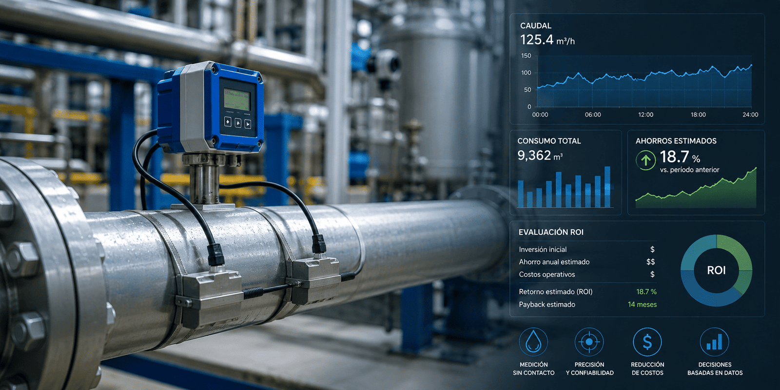 Caudalímetros ultrasónicos funcionamiento y cómo evaluar su ROI