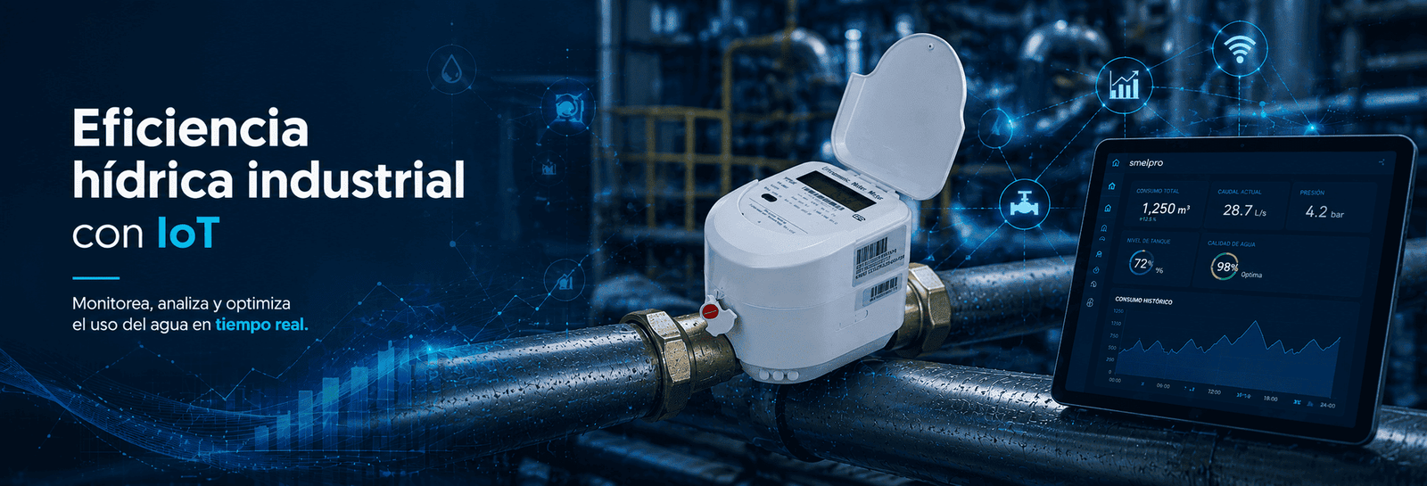 cómo mejorar la eficiencia hídrica industrial mediante IoT