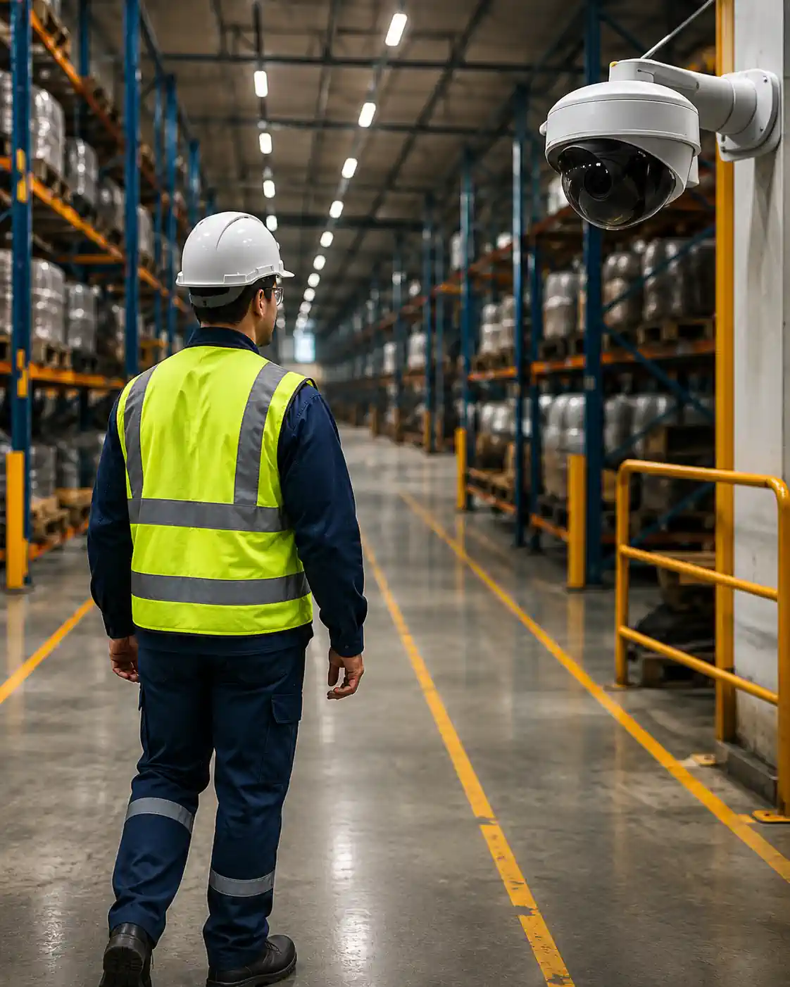 Cámara IP supervisando una operación industrial